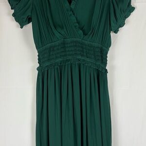 Anthropologie Deep Green Midi Dress